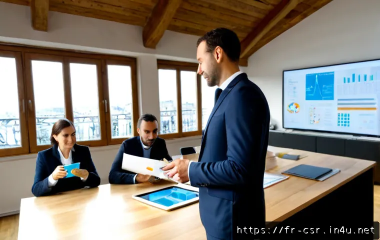 Home 17 사회적 책임 경영 직무 분석 및 업무 범위 - Photorealistic French corporate sustainability manager in a bright Paris office, professionally dres...